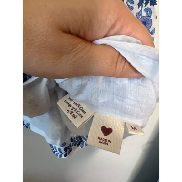 NEW Alix of Bohemia Silvie Iris Ivy Flared Sleeve Cotton Mini Dress Blue Size: M - Picture 5 of 7